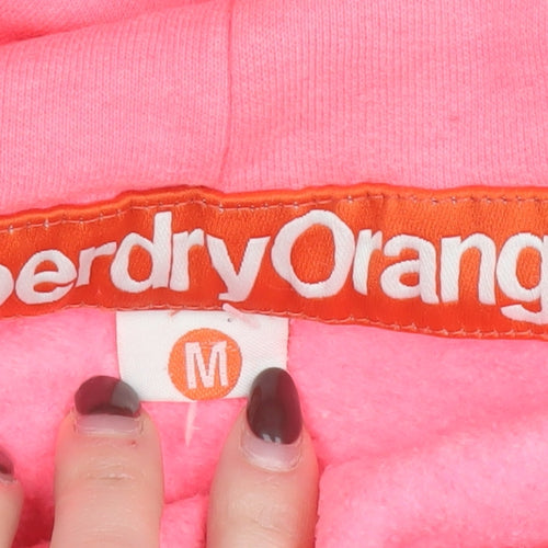 Superdry Women Pink Pullover Hoodie M Cotton Blend Casual