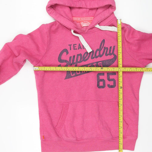 Superdry Women's Pink Pullover Hoodie Size M - Vintage Graphic Sweatshirt