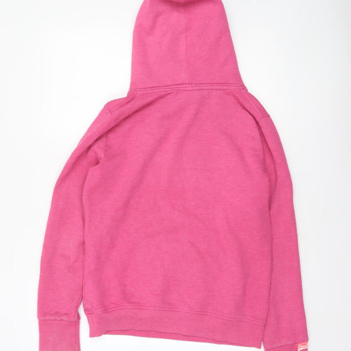 Superdry Women's Pink Pullover Hoodie Size M - Vintage Graphic Sweatshirt