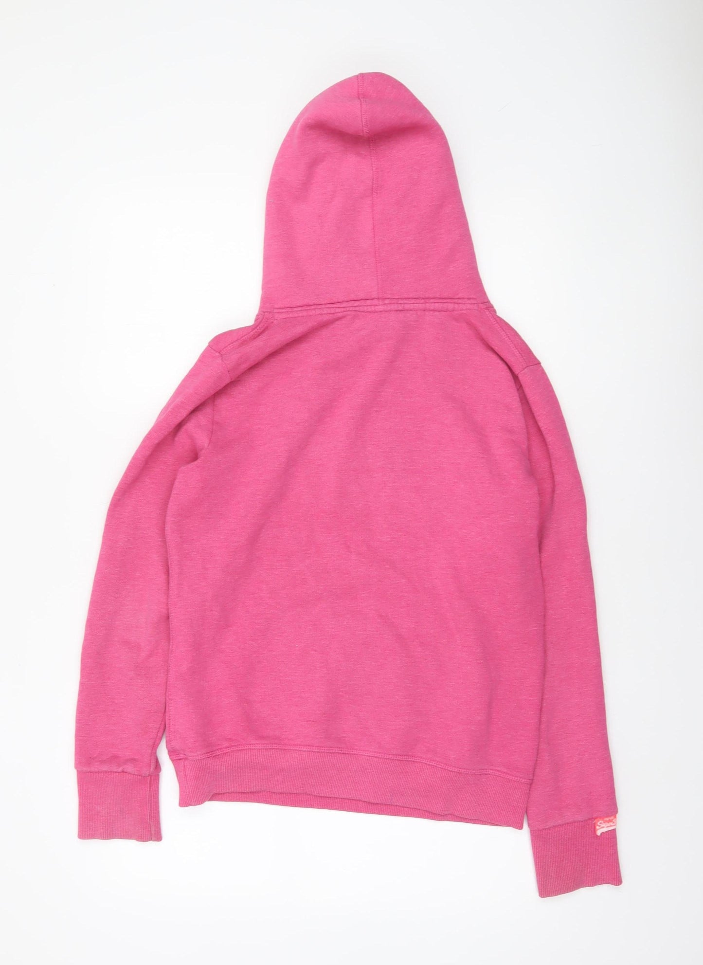 Superdry Women's Pink Pullover Hoodie Size M - Vintage Graphic Sweatshirt