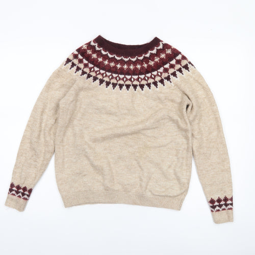 Dorothy Perkins Women’s Beige Fair Isle Knit Jumper UK 10