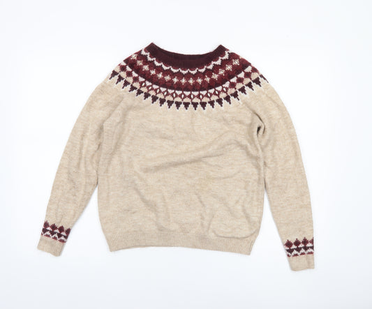 Dorothy Perkins Women’s Beige Fair Isle Knit Jumper UK 10