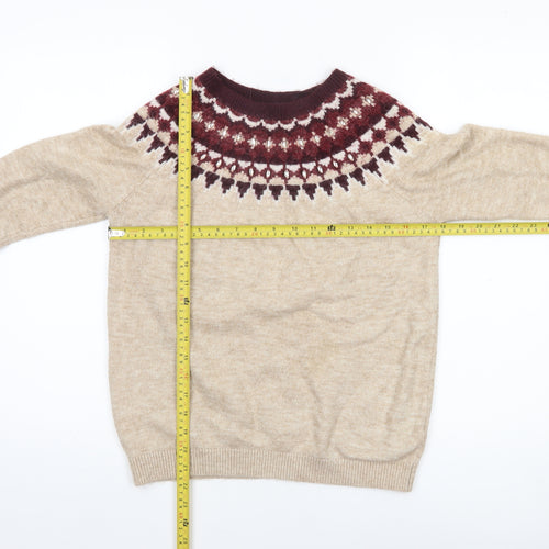Dorothy Perkins Women’s Beige Fair Isle Knit Jumper UK 10