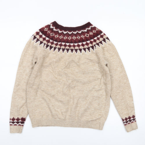 Dorothy Perkins Women’s Beige Fair Isle Knit Jumper UK 10