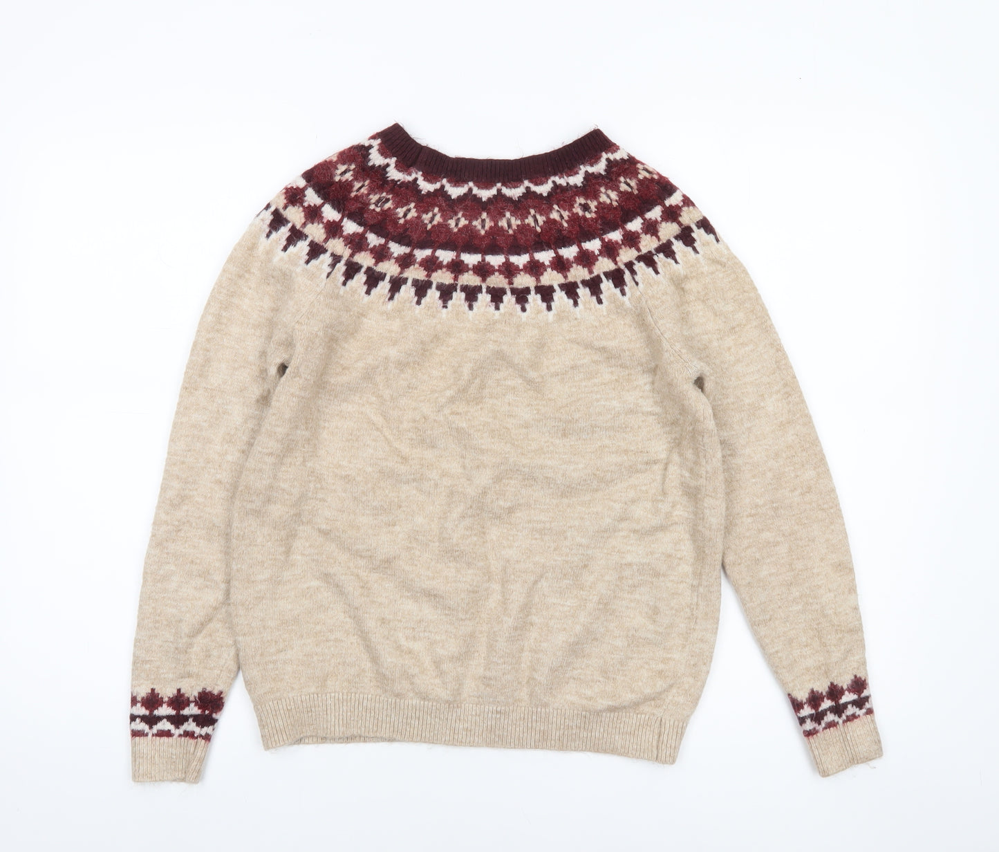Dorothy Perkins Women’s Beige Fair Isle Knit Jumper UK 10