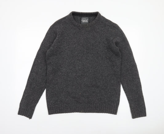 Charles Wilson Men's Grey Wool Cotton Crew Neck Jumper Size M