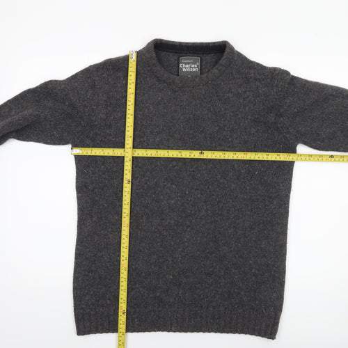 Charles Wilson Men's Grey Wool Cotton Crew Neck Jumper Size M