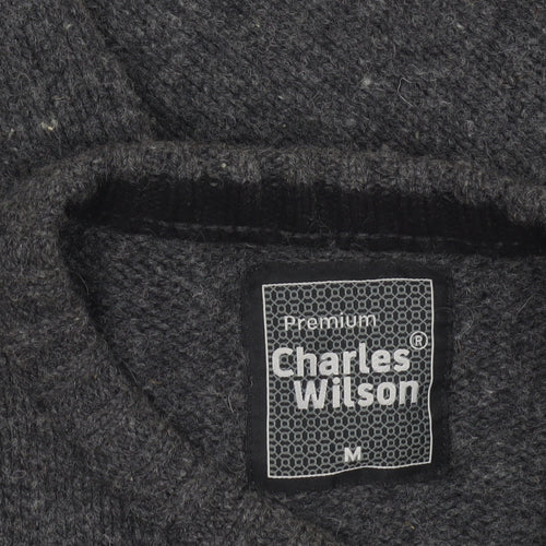 Charles Wilson Men's Grey Wool Cotton Crew Neck Jumper Size M