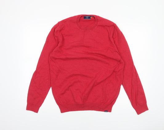Superdry Men's Red Cotton Crew Neck Pullover Jumper Size M