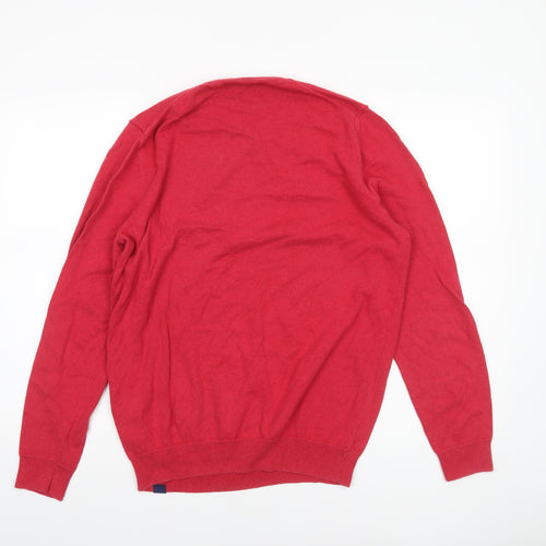 Superdry Men's Red Cotton Crew Neck Pullover Jumper Size M