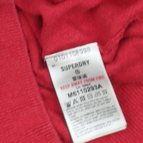 Superdry Men's Red Cotton Crew Neck Pullover Jumper Size M