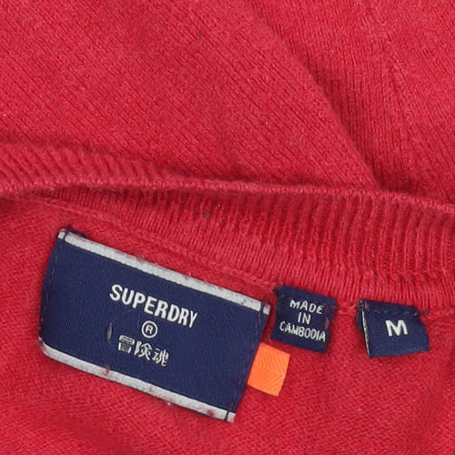 Superdry Men's Red Cotton Crew Neck Pullover Jumper Size M