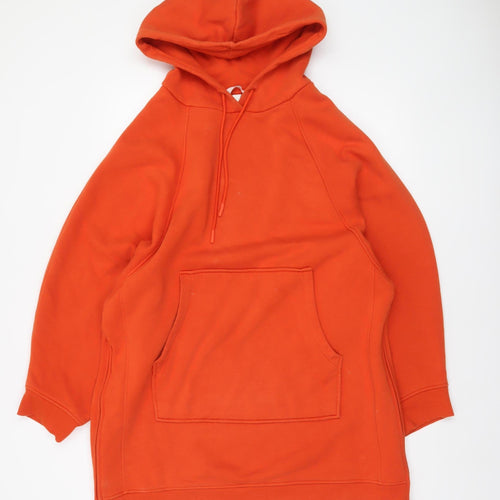 H&M Women’s Orange Pullover Hoodie Size M Cotton Blend Casual