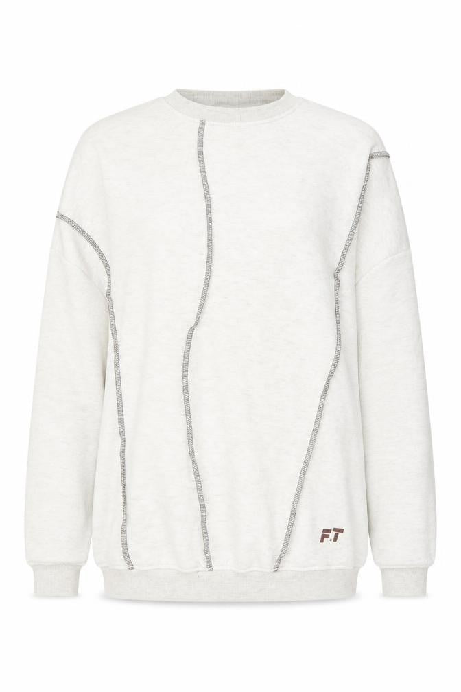 Front view of PRETTYLITTLETHING Women’s Beige Pullover Sweatshirt, size UK 10, Cotton Blend