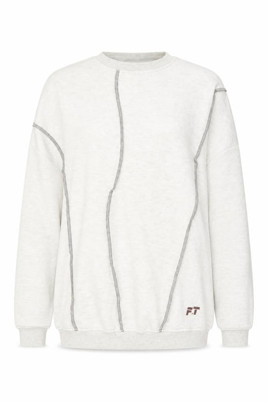 Front view of PRETTYLITTLETHING Women’s Beige Pullover Sweatshirt, size UK 10, Cotton Blend