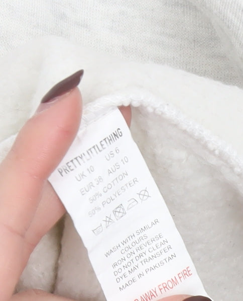 PrettyLittleThing Women’s Beige Pullover Sweatshirt Size 10 Cotton Blend