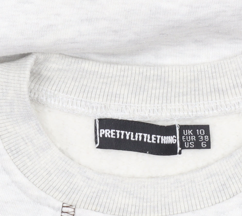 PrettyLittleThing Women’s Beige Pullover Sweatshirt Size 10 Cotton Blend