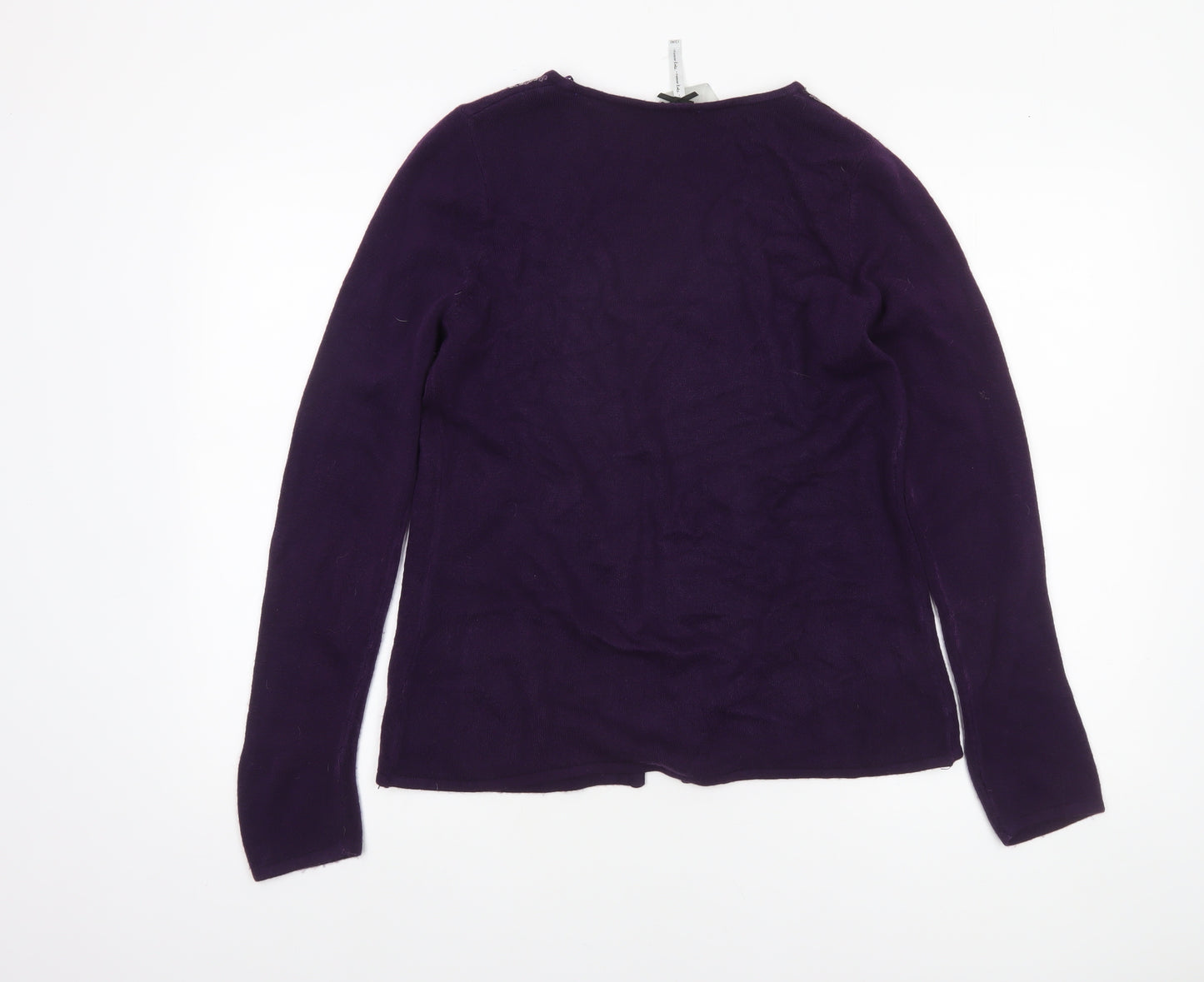 Forever Knit Women's Purple Sequin Cardigan Size 12 V-Neck Acrylic