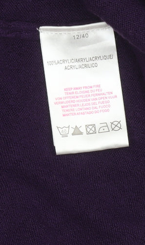 Forever Knit Women's Purple Sequin Cardigan Size 12 V-Neck Acrylic