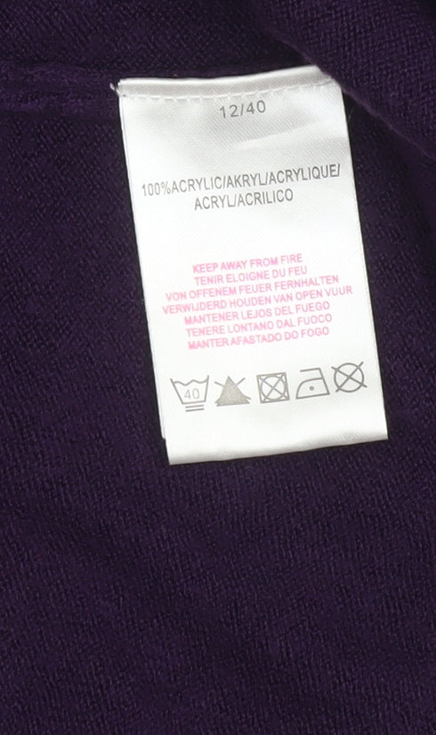 Forever Knit Women's Purple Sequin Cardigan Size 12 V-Neck Acrylic