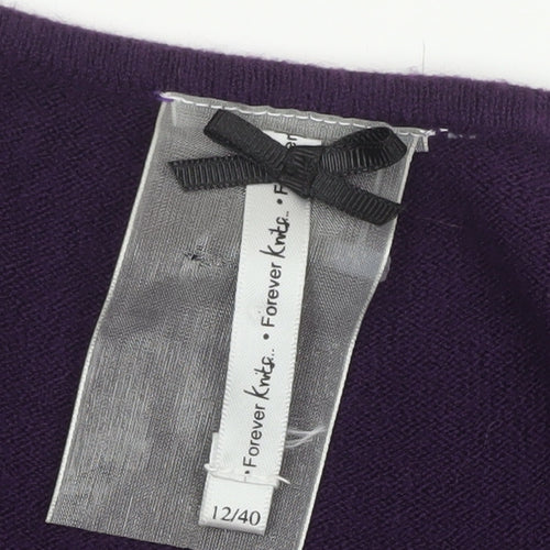 Forever Knit Women's Purple Sequin Cardigan Size 12 V-Neck Acrylic