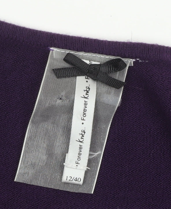 Forever Knit Women's Purple Sequin Cardigan Size 12 V-Neck Acrylic