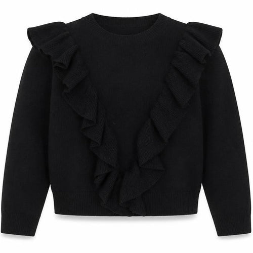 Brave Soul Womens Black Ruffle Knit Jumper Medium Long Sleeve Acrylic