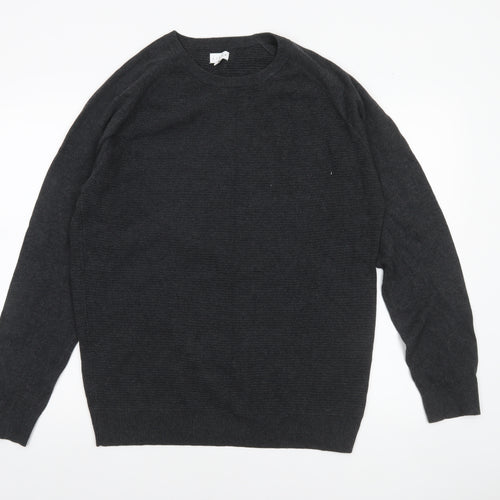 Linea Men's Grey Cotton Crew Neck Pullover Jumper L