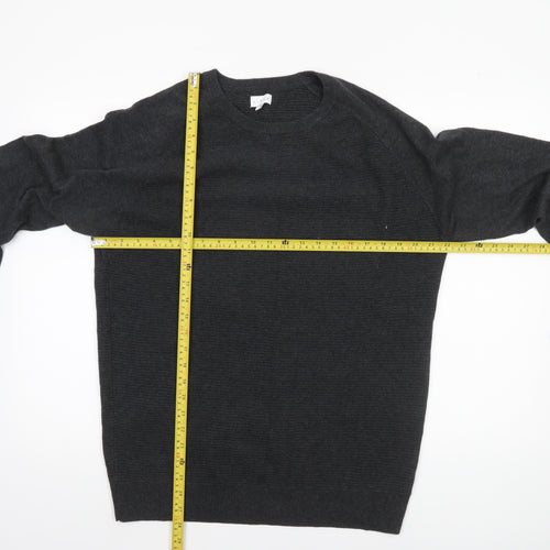 Linea Men's Grey Cotton Crew Neck Pullover Jumper L