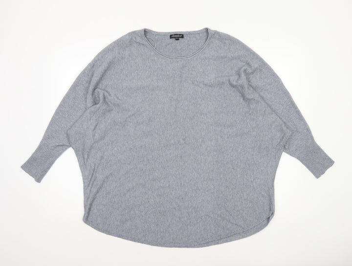 Obsession Women Grey One Size Relaxed Knit Pullover Jumper