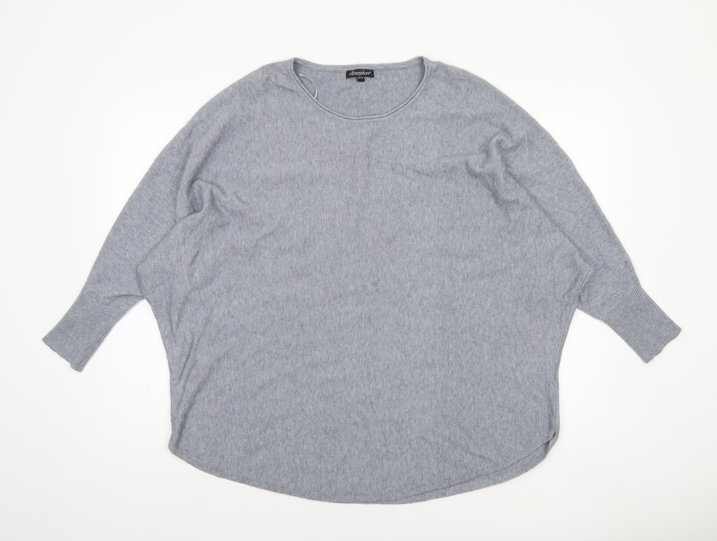 Obsession Women Grey One Size Relaxed Knit Pullover Jumper