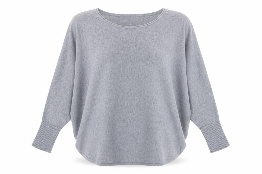 Front view of Obsession Women Grey One Size Relaxed Knit jumper
