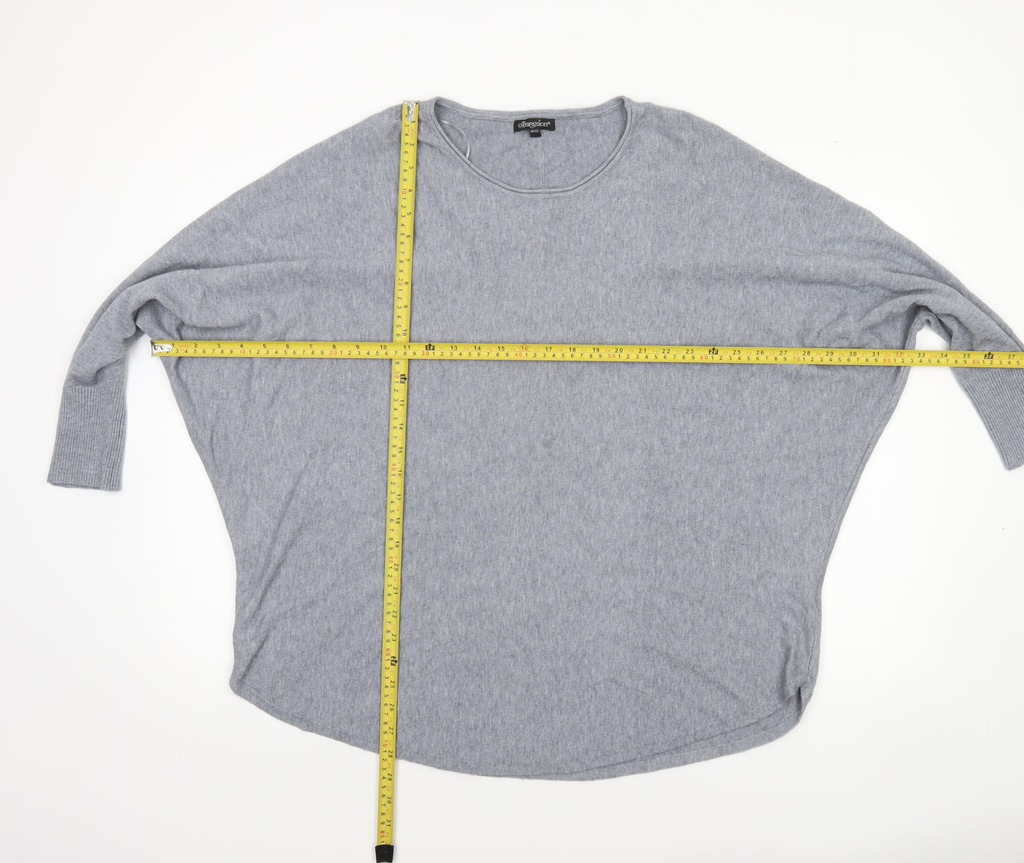 Obsession Women Grey One Size Relaxed Knit Pullover Jumper