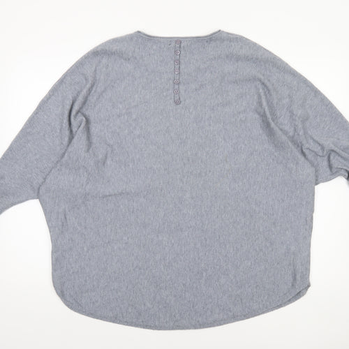 Obsession Women Grey One Size Relaxed Knit Pullover Jumper