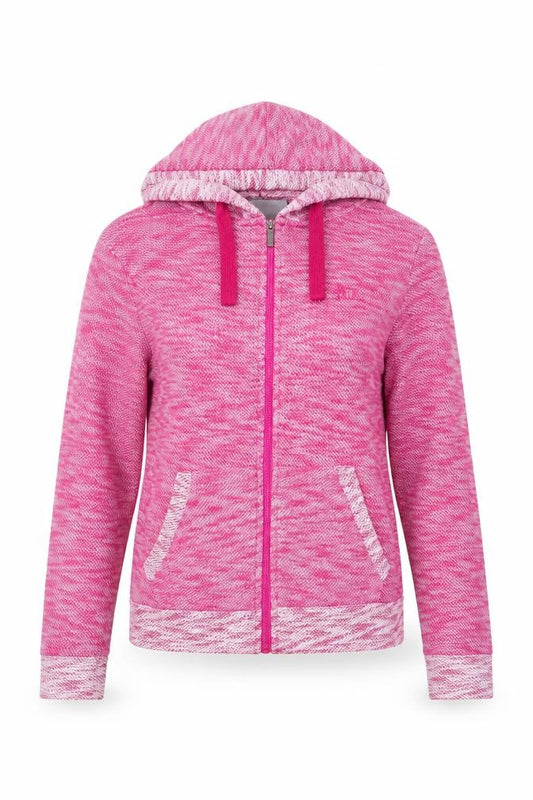 Front view of Everlast women’s pink full zip hoodie, size UK 10, polyester sportswear