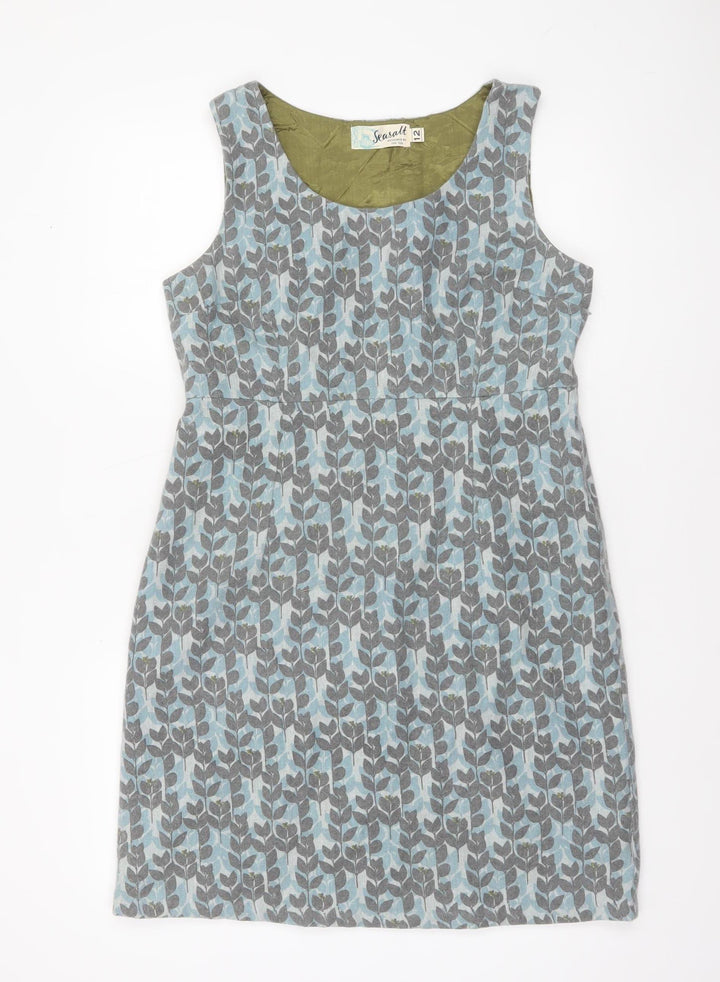 Seasalt Women's Blue Wool Blend Sleeveless Shift Dress Size 12