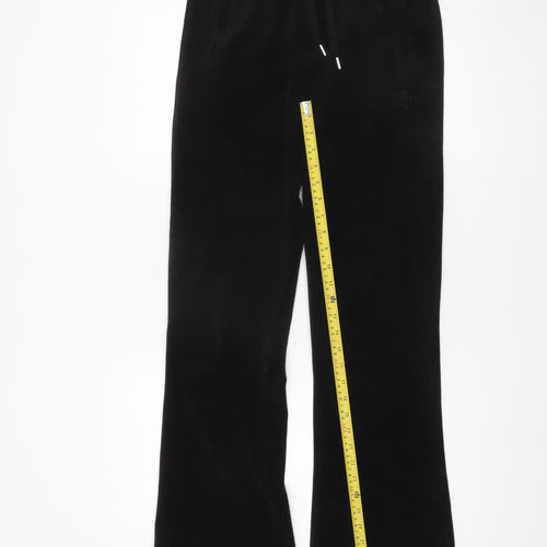 Juicy Couture Women Black Small Velour Flared Jogger Trousers