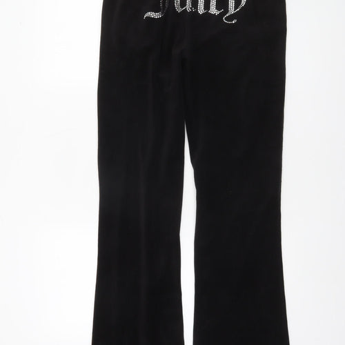 Juicy Couture Women Black Small Velour Flared Jogger Trousers