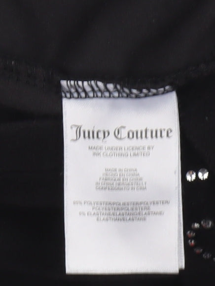 Juicy Couture Women Black Small Velour Flared Jogger Trousers