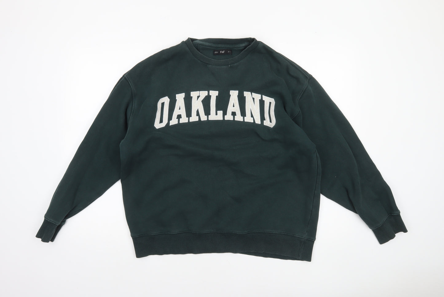 F&F Men's Green Oakland Graphic Sweatshirt Size L Pullover Crew Neck