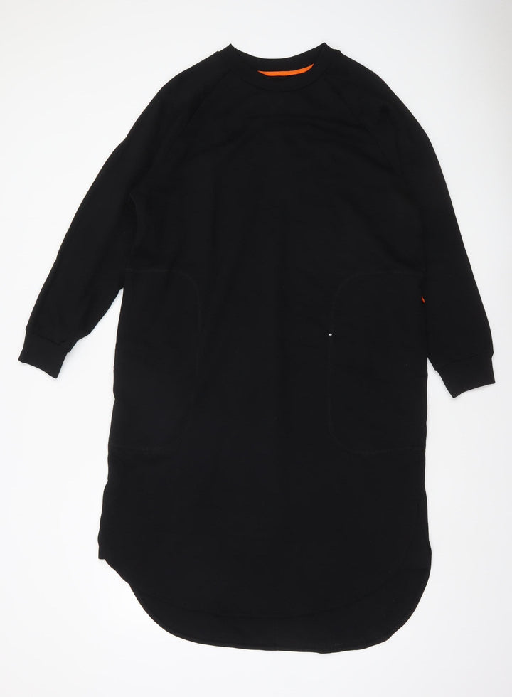 Kin Women’s Black Cotton Long Sleeve T-Shirt Dress XS