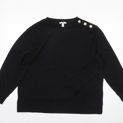 H&M MAMA Women's Black Button Shoulder Pullover Sweatshirt Size 12