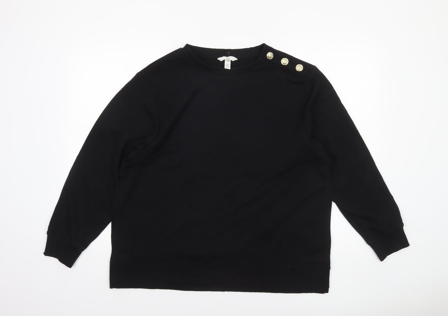 H&M MAMA Women's Black Button Shoulder Pullover Sweatshirt Size 12