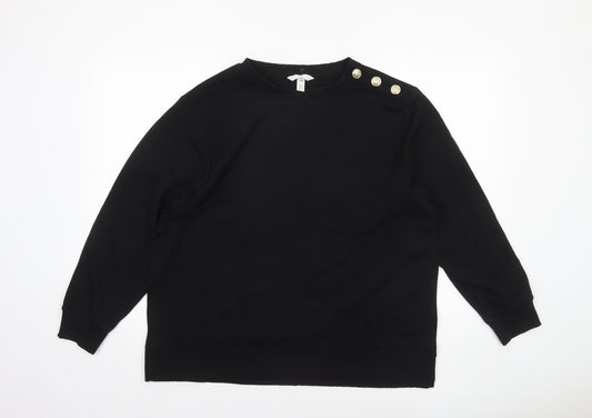 H&M MAMA Women's Black Button Shoulder Pullover Sweatshirt Size 12