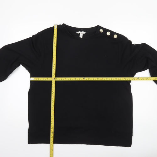 H&M MAMA Women's Black Button Shoulder Pullover Sweatshirt Size 12