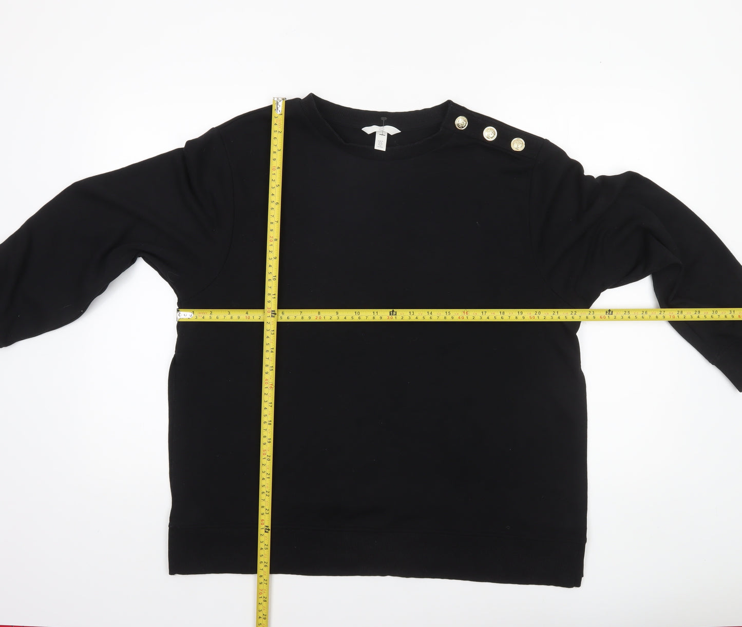 H&M MAMA Women's Black Button Shoulder Pullover Sweatshirt Size 12