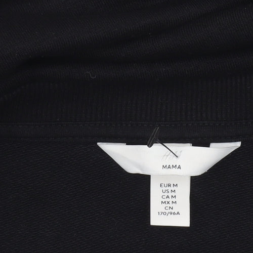 H&M MAMA Women's Black Button Shoulder Pullover Sweatshirt Size 12