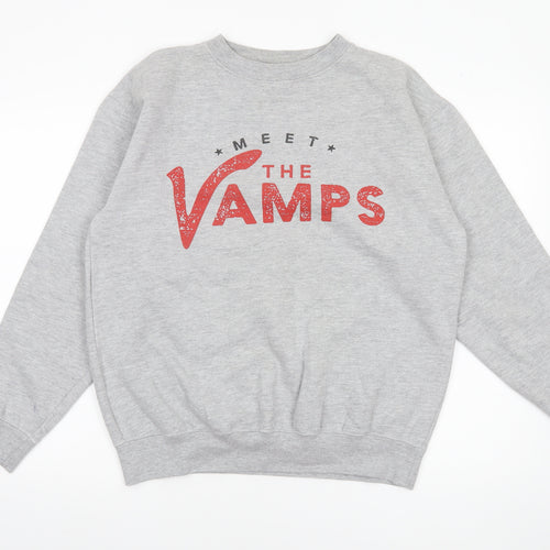 d&hclothinguk Men's Grey Meet The Vamps Graphic Pullover Sweatshirt L