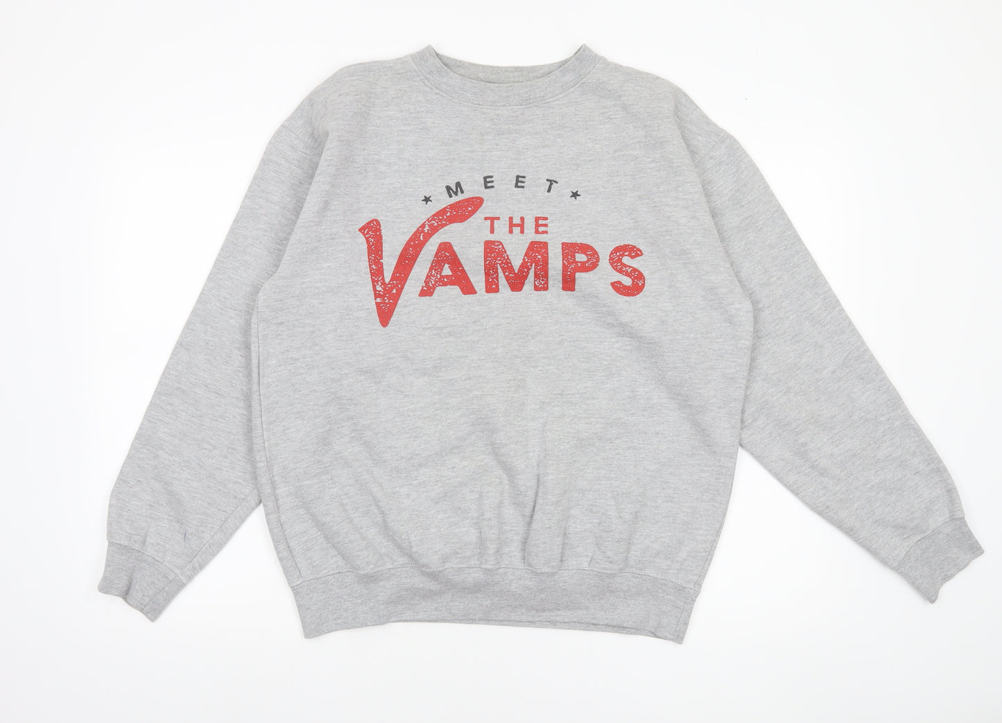 d&hclothinguk Men's Grey Meet The Vamps Graphic Pullover Sweatshirt L