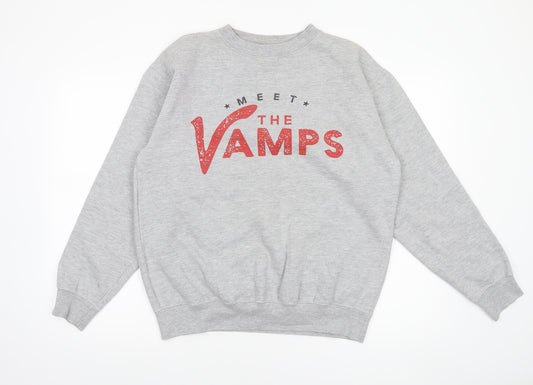 d&hclothinguk Men's Grey Meet The Vamps Graphic Pullover Sweatshirt L